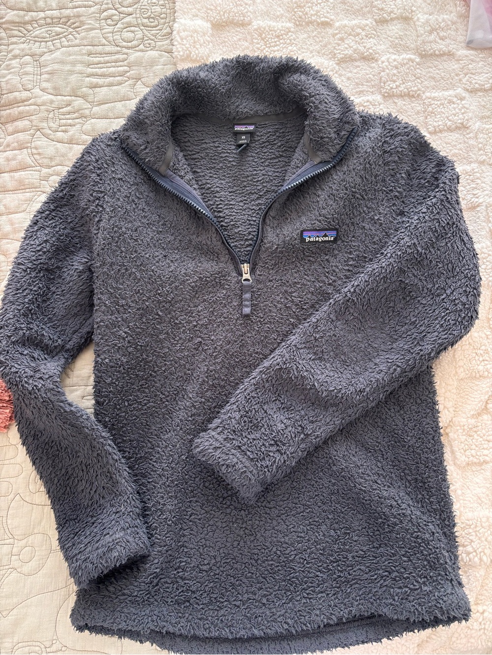 Patagonia Gray Sherpa Fleece Zip-Up Jacket